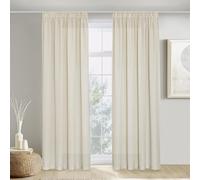 PONY DANCE Semi Sheer Linen Curtains with Pencil Pleat, 2 Panels W140 x L220 cm(W55 x L87 inch), Beige
