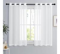 PONY DANCE Sheer Linen Look Curtains with Eyelet, 2 Panels W140 x L137 cm(W55 x L54 inch), White