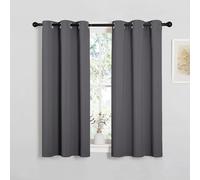 PONY DANCE Short Blackout Thermal Insulated Curtains for Bedroom Small Room Darkening Energy Saving Privacy Curtains & Drapes for Kitchen, W 34" x L 45", 2 Panels, Grey