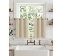 PONY DANCE Short Eyelet Blackout Curtains Beige, Thermal Insulated Room Darkening Drapes for Small Window & Study, Classic Energy Saving Privacy Set, 2 Panels W29 xL36