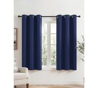 PONY DANCE Short Eyelet Blackout Curtains Blue, Thermal Insulated Room Darkening Drapes for Nursery & Kids Room, Essential Energy Saving Privacy Set, 2 Panels W34 xL45