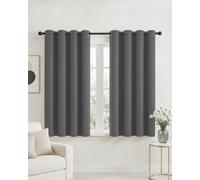 PONY DANCE Short Eyelet Blackout Curtains Grey, Thermal Insulated Room Darkening Drapes for Home Office & Study, Classic Energy Saving Privacy, 2 Panels W52 xL45