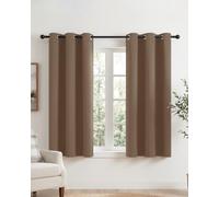 PONY DANCE Short Eyelet Blackout Curtains Mocha, Thermal Insulated Room Darkening Drapes for Dining Room & Kitchen, Essential Energy Saving Privacy Barrier, 2 Panels W42 xL45