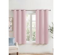 PONY DANCE Short Eyelet Blackout Curtains Pink, Thermal Insulated Room Darkening Drapes for Nursery & Kids Room, Classic Energy Saving Privacy Design, 2 Panels W42 xL45