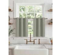 PONY DANCE Short Eyelet Blackout Curtains Sage Green, Thermal Insulated Room Darkening Drapes for Bathroom & Guest Room, Essential Energy Saving Privacy, 2 Panels W29 xL36