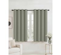 PONY DANCE Short Eyelet Blackout Curtains Sage Green, Thermal Insulated Room Darkening Drapes for Conservatory & Study, Classic Energy Saving Privacy, 2 Panels W52 xL45