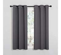 PONY DANCE Short Grey Blackout Curtains With Eyelet for Bedroom, Thermal Room Darkening Privacy Curtains & Drapes for Nursery Kids，Soundsproof Light Blocking Drapes, W 34" x L 54", 2 Panels, Gray