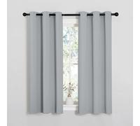PONY DANCE Short Silver Grey Blackout Curtains With Eyelet for Bedroom, Thermal Room Darkening Privacy Curtains & Drapes for Nursery Kids，Soundsproof Light Blocking Drapes, W 34" x L 54", 2 Panels