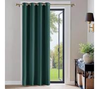 PONY DANCE Single Blackout Christmas Curtain - Thermal Privacy Protection Eyelet Door Curtain for Living Room Bedroom Kitchen Window, 52 Inch x 90 Inch, Dark Green