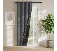 PONY DANCE Single Panel Thermal Door Curtain 84 inches Drop - Cold Insulated 100% Blackout Curtain, Windproof Thermal Thick Panel for Living Room/French Door, 55 inches Wide, Grey