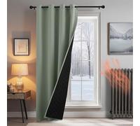 PONY DANCE Single Panel Thermal Door Curtain 84 inches Drop - Cold Insulated 100% Full Blackout Curtain, Waterproof & Windproof Thermal Thick Panel for Kitchen/Living Room, 55 inches Wide, Sage Green