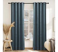 PONY DANCE Slate Blue Velvet Curtains - Thermal Insulated Blue Velvet Curtains for Living Room/Bedroom/Nursery, Luxury Eyelet Drapes Blackout Window Treatment, 52x84 Inch, 2 Panels
