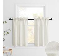 PONY DANCE Small Curtains for Windows 36 Inches Long, 2 Panels Rod Pocket Linen Kitchen Window Curtains Over Sink Classic Vintage Tier Half Curtain for Bathroom Closet Door RV, W26 x L36, Linen