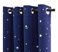 PONY DANCE Star Foil Printed Kids Curtains, Blue, 46x54 Inch