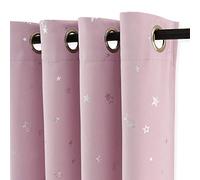 PONY DANCE Stars Foil Printed Blackout Curtains - Pink 52 x 54 Inch Thermal Insulated Curtains & Drapes with Eyelet for Kids Girls Nursery Bedroom, Pink, 2 Panels