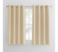 PONY DANCE Thermal Bedroom Curtains - Beige Short Energy Saving Curtains & Drapes for Living Room Kitchen Nursery Window Treatment for Home Decoration, 2 Panels, 55 x 57 Inch, Biscotti Beige