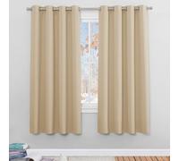 PONY DANCE Thermal Bedroom Curtains - Energy Saving Privacy Protection Door Curtains & Drapes with Eyelet for Living Room for Office Meeting Room, 2 Pieces, 52 x 72 Inch, Biscotti Beige