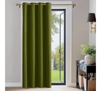 PONY DANCE Thermal Blackout Curtain - Polyester Window Curtains and Draperies - Light Insulation & Anti-UV Christmas Decoration, Width 132 x Height 210 cm, 1 Piece, Olive Green
