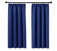 PONY DANCE Thermal Blackout Curtains 54 Inch Drop Pencil Pleat Blue Blackout Curtains for Boys Bedroom Nursery Short Window Curtains with Hooks for Track Rail, W46 X L54, Set of 2