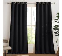 PONY DANCE Thermal Blackout Curtains - Energy Saving Top Ring Black Out Curtain for Room Darkening Solid Window Drapes for Home Decoration, 2 Panels, 55" Width by 96 Inch Length, Black