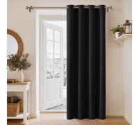 PONY DANCE Thermal Blackout Door Curtain, Black, W52 x L84 Inch, 1 Panel | Soft Eyelet Long Single Curtain & Drape for Privacy & Noise Reduction in Living Room, Bedroom & Patio Door, 84 Inch Drop