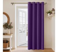 PONY DANCE Thermal Blackout Door Curtain, Purple, W52 x L90 Inch, 1 Panel | Soft Eyelet Long Single Curtain & Drape for Privacy & Noise Reduction in Living Room, Bedroom & Patio Door, 90 Inch Drop