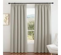 PONY DANCE Thermal Curtains with Hooks for Hotel Bedroom - Natural Pencil Pleat Soundproof Privacy Curtain for Kids Boys Girls Nursery, Energy Saving Drapes, W80 X L84, 2 Panels
