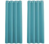 PONY DANCE Thermal Eyelet Curtains for Bedroom - Room Darkning 54 Drop Small Window Curtains for Room Darkening & Noise Reducing, 2 Pieces, W 46 by L 54-inch, Turquoise Blue