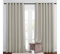 PONY DANCE Thermal Insulated Extra Wide Window Curtains for Living Room Eyelet Extra Long Curtains & Drapes Lounge Panels for Room Darkening, 1 Pair, W80 X L108 Inch, Natural