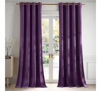 PONY DANCE Velvet Curtains,84 Inch Drop Violet Eyelet Curtains, Luxury Drapes Elegant Home Decor Window Treatment for Bedroom, W52xL84