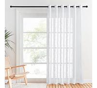 PONY DANCE White Door Net Curtain - Extra Long Linen Curtain Eyelet Top Sliding Glass Door Partition Thick Sheers Privacy Protected Sheer Panel, 1 Panel, W 80 inch x L 84 inch