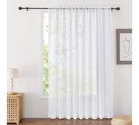 PONY DANCE White Sheer Curtains for Window - Light Filtering Curtains for Bedroom Privacy Screen Double Slit Top Woven Voile 1 Panel, 90" x 95"
