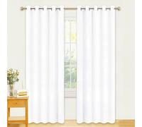 PONY DANCE White Thermal Insulated Curtains - Extra Wide Eyelet Energy Saving Curtains for Bedroom Living Room Soft Luxury Privacy Protection Drapes, 66 x 84 Inch, 2 Panels, Pure White