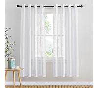 PONY DANCE White Voile Curtains 72 Drop Pair - Semi Translucent Sheer Panels with Eyelet Top Privacy Protect Window Net Curtains for Bedroom/Living Room/French Door, 52x72 inches, Set of 2