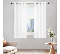PONY DANCE White Voile Curtains for Privacy Protection - 52 x 63 Inches Non-See-Through Cat Proof Net Curtains, Sheer Panels Diffuses Light for Living Room/French Door/Bedroom, Set of 2, White