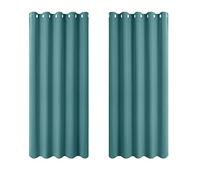 PONY DANCE Wide Blackout Curtains - Soft Eyelet Thermal Window Curtains for Basement Sunlight & UV Rays Blocked Drapes Privacy Protected, 2 PCs, W 66 x L 54 Inch, Sea Teal