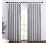 PONY DANCE Window Curtains - Double Thermal Curtain with Tabs Window Drapery Solid Polyester Fabric for Home, Bedroom, Silver Grey, 140 x 200 cm, 2 Pieces