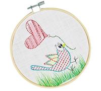 Pony Easy Stitch Embroidery Kit - Bird & Balloon - Groen, Roze, Wit