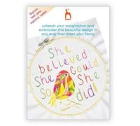 Pony Easy Stitch Embroidery Kit., She Believed Design (Hoop Not Included), Ideal for Beginners - 1 Set
