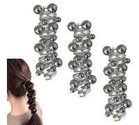 Pony Hairwire, Pearl Telephone Wire Elastic Hair Bands, Sport Hair Ties Pony Tails Elastic Hair Tie, Ponytail Band for Women Girls (Silver)
