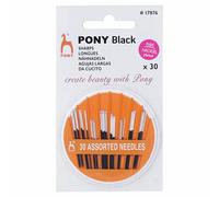 Pony Hand Sewing Needles: Assorted: Black with White Eye: Sharps: Assorted