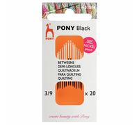 Pony Hand Sewing Needles: Betweens: Black with White Eye: Size 3-9