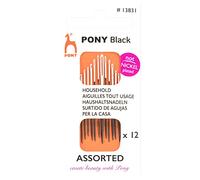 Pony Hand Sewing Needles: Household: Black with White Eye: Assorted