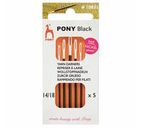 Pony Hand Sewing Needles: Short Darners: Black with White Eye: Size 14-18