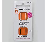 Pony Hand Sewing Needles: Wool Needles: Black with White Eye: Size 16