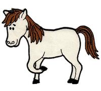 Pony Horse Light Beige Iron On Sew On Patch Iron-On Patch for Clothes Embroidered Iron On Patch Applique Riding Farm Patch Size 9.5 x 7.6 cm