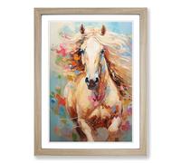 Pony Impressionism No.2 Framed Print | A2 Oak Framed Wall Art | Ready to Hang | Impressionist Nature Picture | Living Room Bedroom Lounge Office