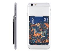 Pony in Illustration Phone Wallet, Stick On Card Holder for Back of Phone Case - Leather Cell Phone Card Wallet Sleeve Adhesive Phone Pocket - Compatible with Most Cell Phones