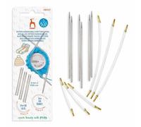 Pony Interchangeable Knitting Needle and Cable Set - Flexible and Lightweight, Patented Glydon Joint for DIY Knitting Projects, Solid Aluminium, 24 - 30 cm - 1 Set