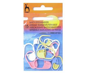 Pony Knitting Safety Locking Stitch Markers Assorted Colours Assorted Large Medium Small mm Pack of 15